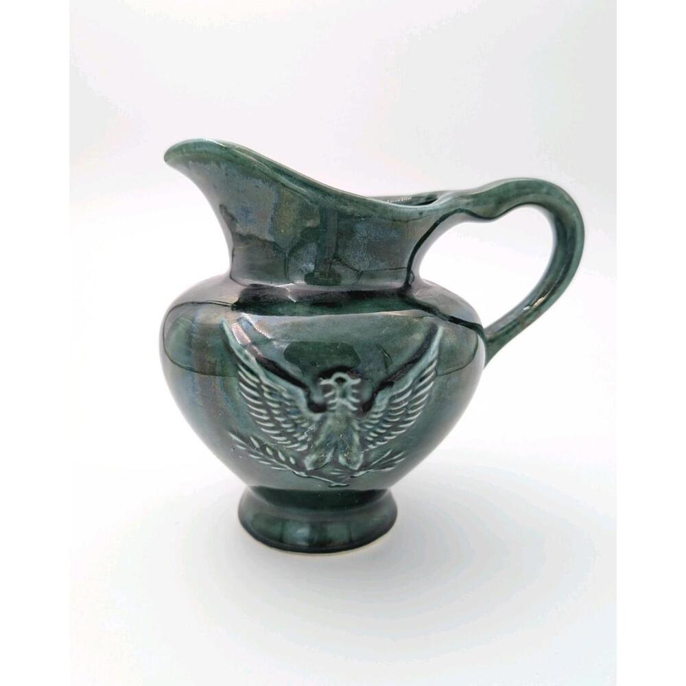 Vintage Hull Pottery Green Drip Glaze Pitcher, Vase, Imperial Line